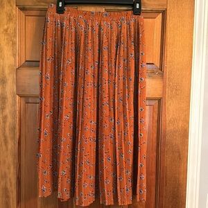 Floral orange midi skirt